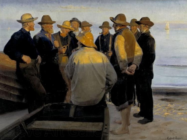 Michael Ancher Fishermen by the Sea on a Summer's Evening Spain oil painting art